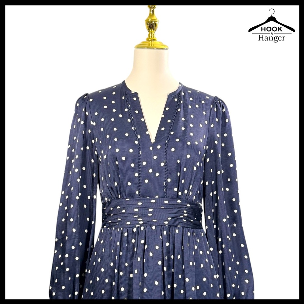 Boden‎ Pippa Navy White Polka Dot Maxi Dress 6 R Spring Wedding Guest Graduation - Picture 3 of 16